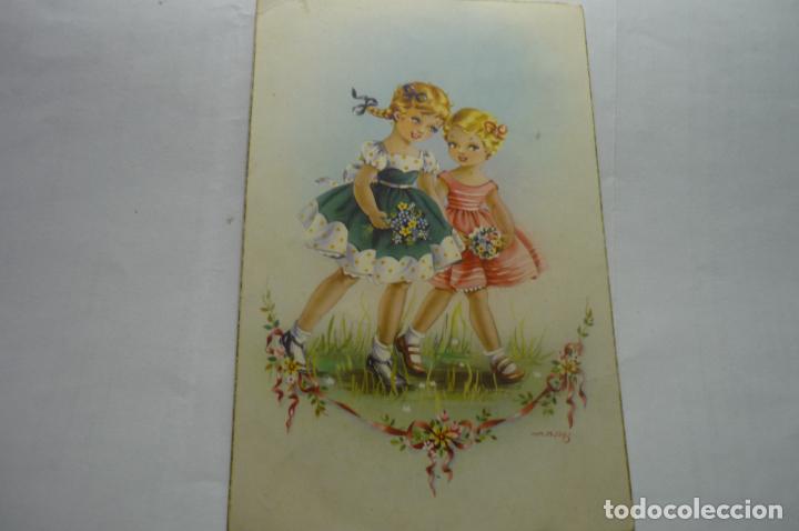 Postais: postal ni&ntilde;as paseando campo - circulada c y z 563-a num.5