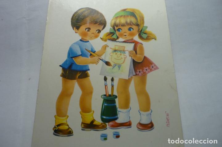 Postais: POSTAL NI&Ntilde;OS DIBUJANDO DIBUJO PE&Ntilde;UELAS