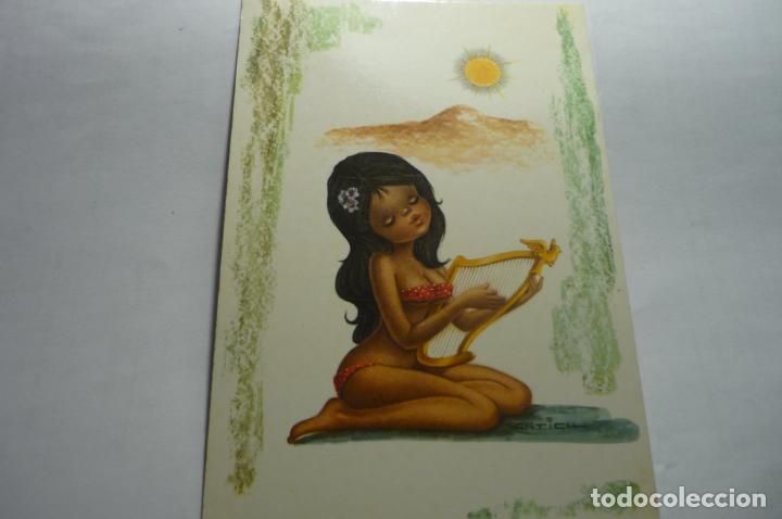 Postais: POSTAL JOVEN TOCANDO ARPA- DIBUJO ANTICH