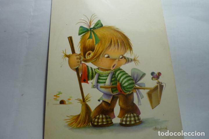 Postais: postal dibujo gabriel ni&ntilde;a limpieza c y z 6625