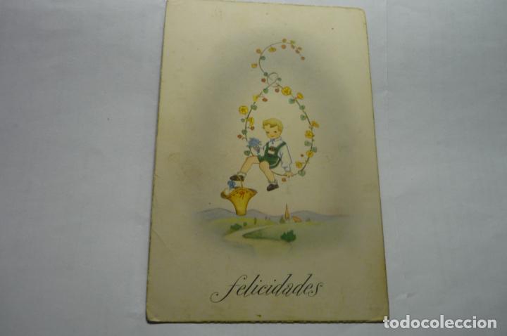 Postais: postal felicidades ni&ntilde;o escrita