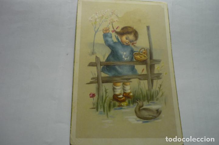 Postais: postal dibujo ni&ntilde;a dando comer al pato escrita c y z 532-a