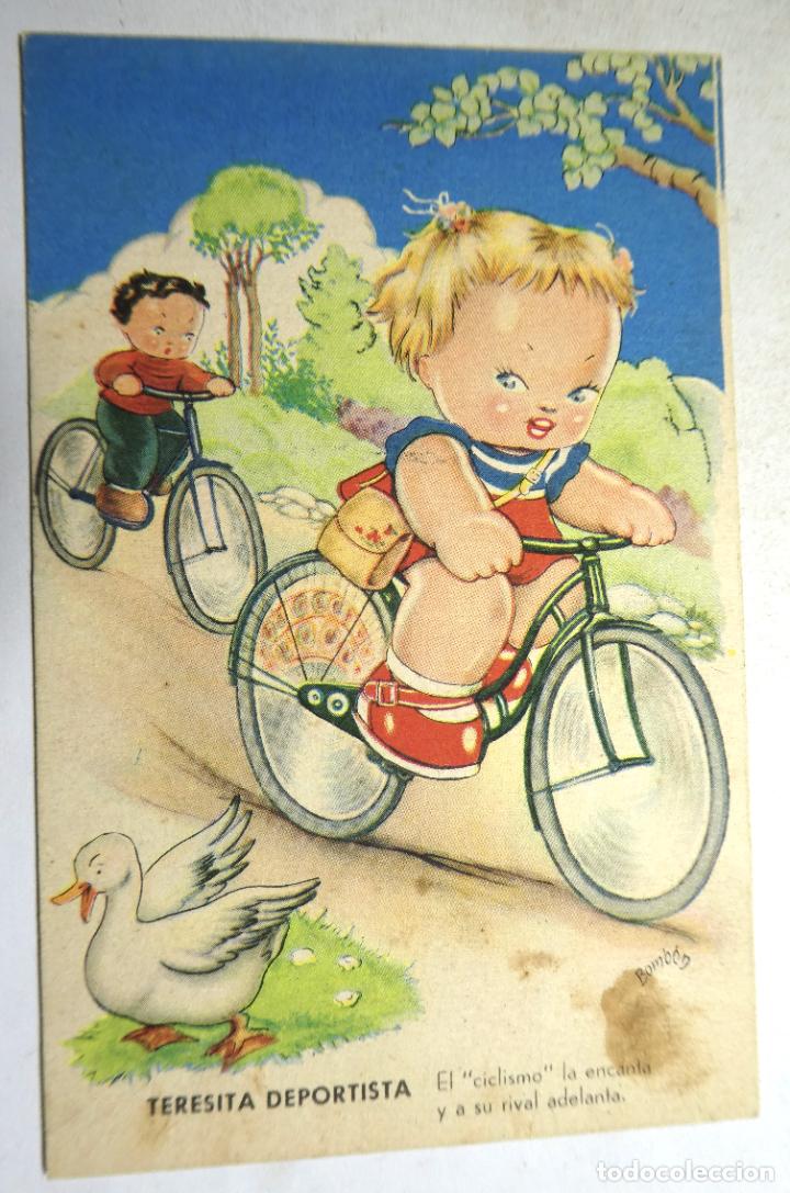 Postais: POSTAL ESTAMPERIA RAM SERIE 17.-TERESITA DEPORTISTA.-ILUSTRADOR BOMBON ESCRITA