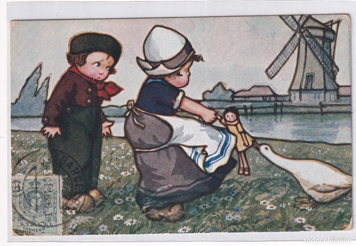 Postais: Postal ilustrador italiano. Serie n 1053 - 4 Holandeses. Circulada.