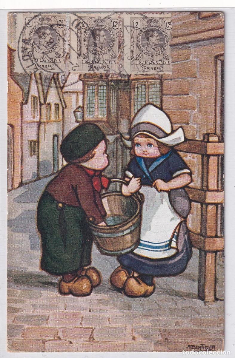 Postais: Postal ilustrador italiano. Serie n 1053 - 5 Holandeses. Abertiglia Circulada.