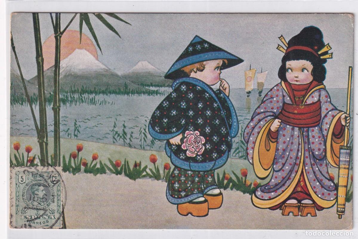 Postais: Postal ilustrador italiano. Serie n 1052 - 2 Chinos. Abertiglia Circulada.