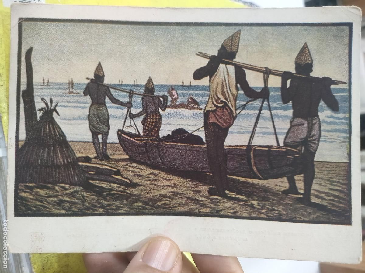 Postais: Postal Rusa Dibujo Pescadores 1955 escrita estado regular