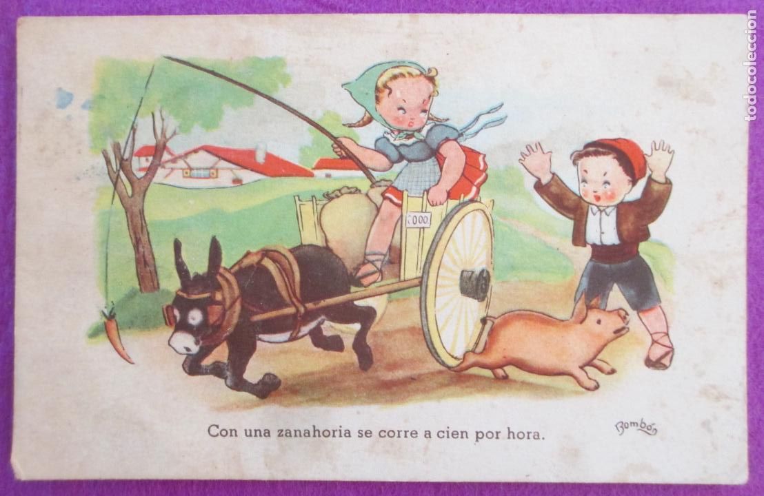 Cartoline: POSTAL ILUSTRADA BOMBON NI&Ntilde;OS ANIMALES SERIE 85 REVERSO PARTIDO ESCRITA