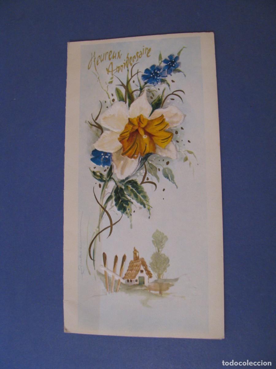 Postais: POSTAL DIPTICA DE FELICITACION. IMAGEN CON RELIEVE. ED. R. HAMEL, FRANCIA. SIN ESCRIBIR. 18X9 CM.
