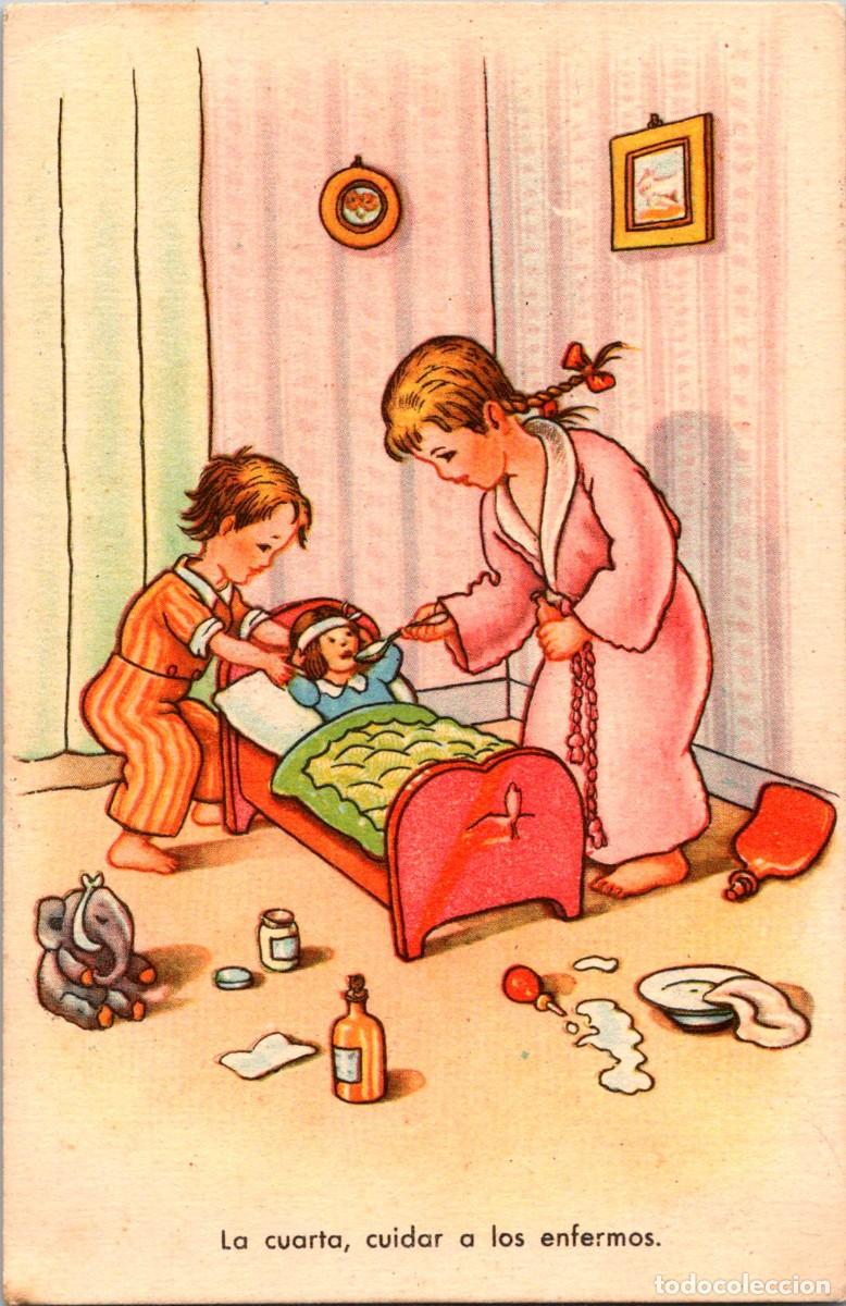 Postcards: La cuarta, cuidar a los enfermos - Sin firma - Ed. PD (Pablo Dummatzen) Serie 690 - 137x90mm
