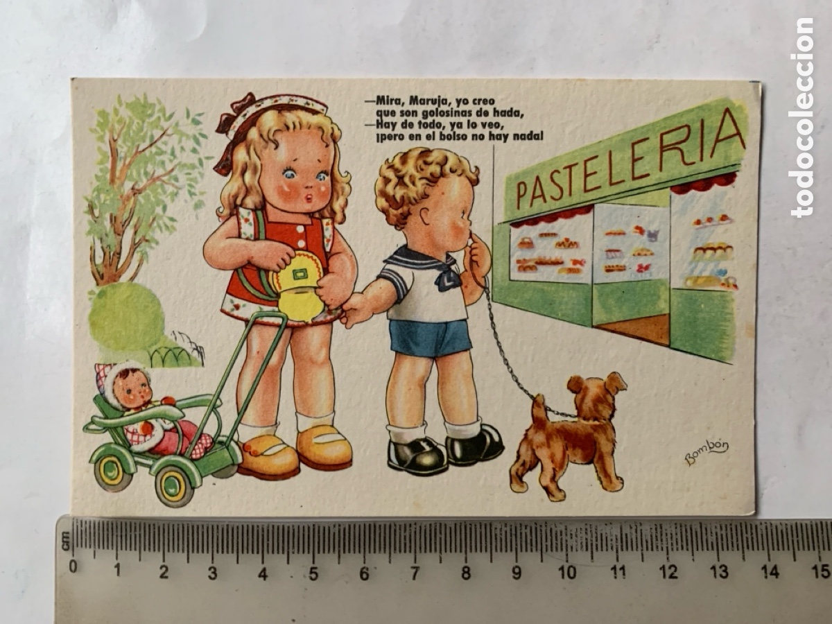 Postais: POSTAL. PASTELER&Iacute;A. BOMB&Oacute;N, ILUSTRACI&Oacute;N. ESTAMPER&Iacute;A RAM. FECHADA, 30 AGOSTO 1954.
