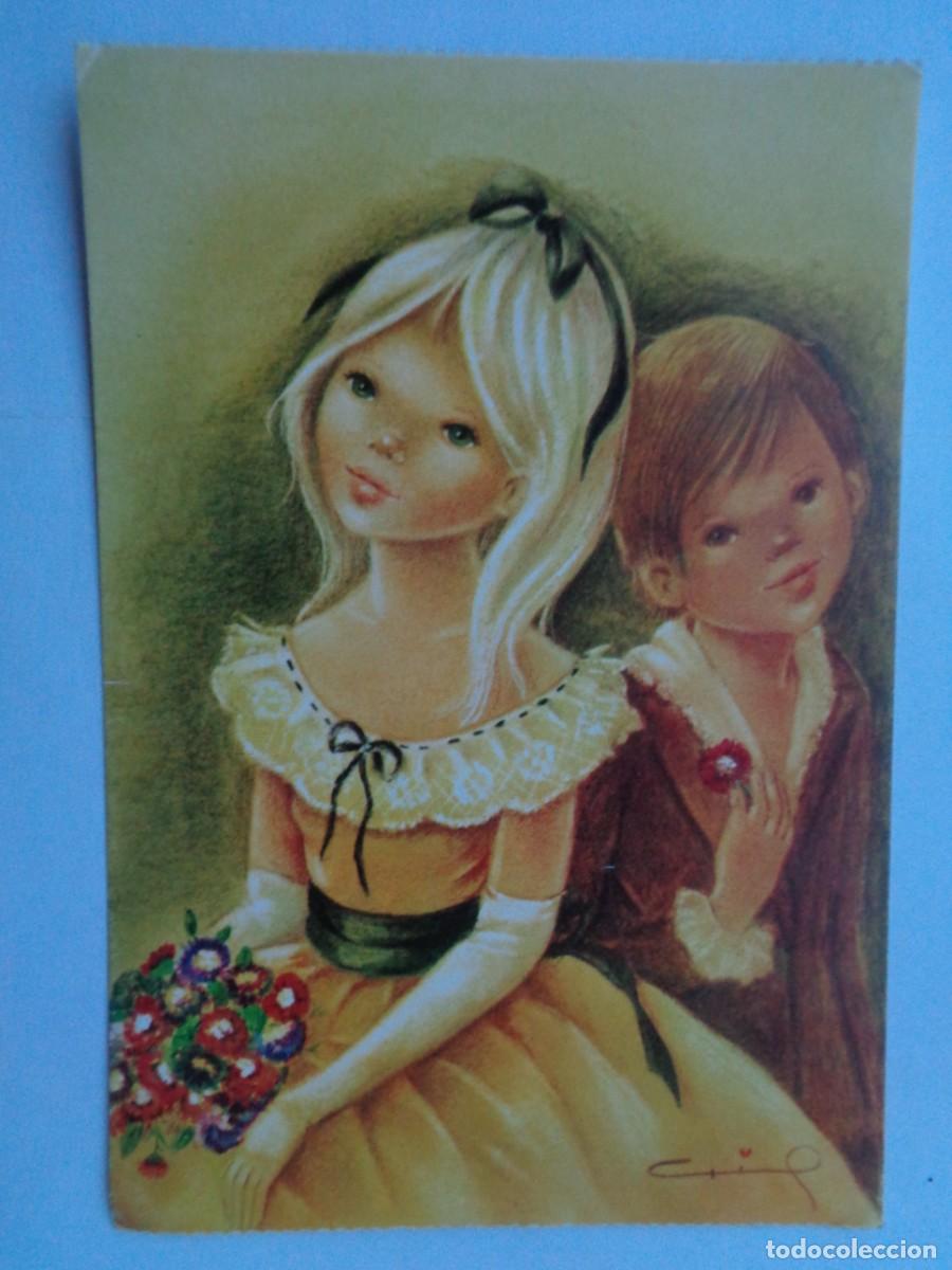 Postais: POSTAL CON BONITO DIBUJO DE PAREJA, SRIE PAREJAS CLASICAS . A&Ntilde;OS 70