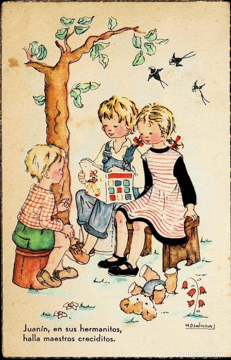 Postais: 2030D- SALMONS -JUANIN EN SUS HERMANITOS... ANTIGUA POSTAL EDICIONES JBR SERIE 48- CIRCULADA 1952