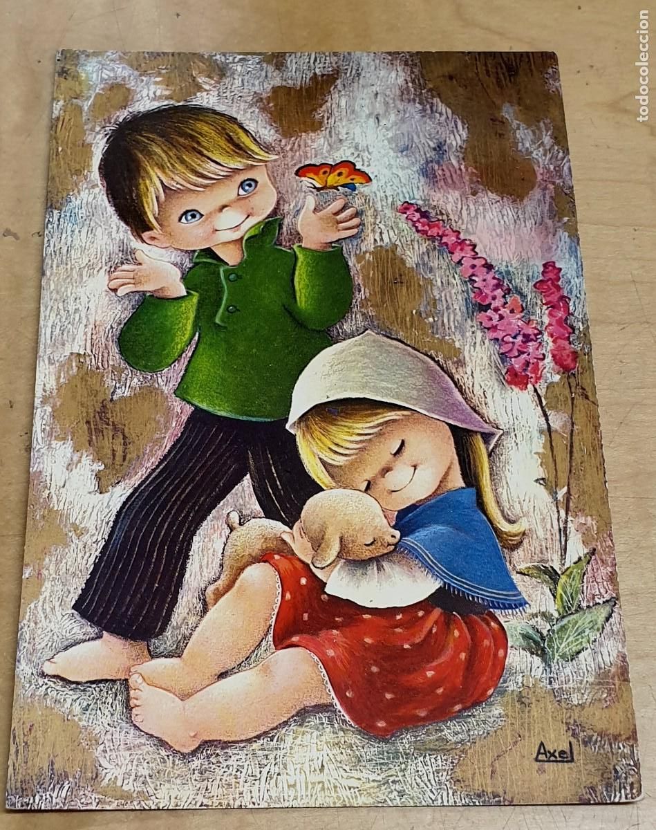 Cartoline: POSTAL INFANTIL ILUSTRADA POR AXEL SERIE 608 A&Ntilde;O 1967 ESCRITA 15X10 CM.