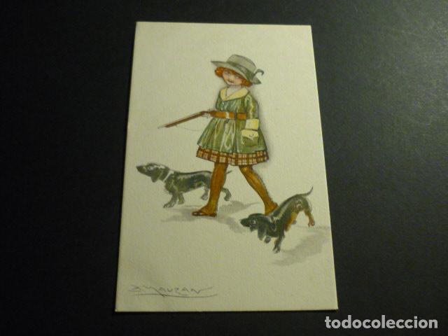 Cartoline: NI&Ntilde;A CON PERROS POSTAL ILUSTRADA MAUZAN ILUSTRADOR ART DECO