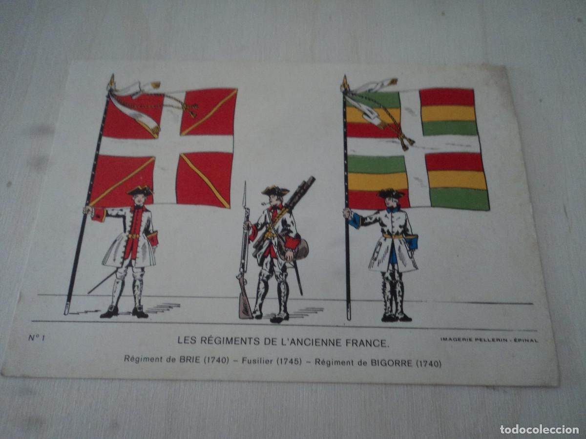 Cartoline: LES REGIMENTS DE L`ANCIENNE FRANCE, ED. IMAGERIE PELLERIN, CIRCULADA 1974