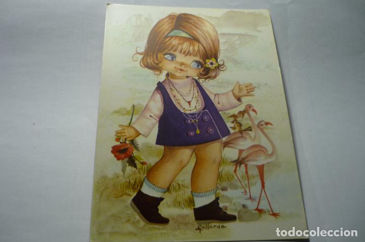 Cartoline: postal ni&ntilde;a campo dibujo gallarda