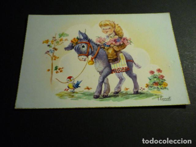 Postkarten: NI&Ntilde;O CON BURRO I. VERNET ILUSTRADOR POSTAL