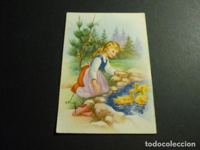 Cartoline: NI&Ntilde;A CON PATOS POSTAL VIVES ILUSTRADOR