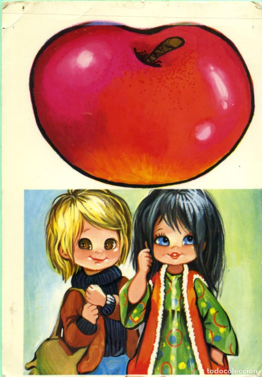Cartoline: TARJET&Oacute;N. Manzana con ni&ntilde;os. Sin circular. ED. POK EDITIONS