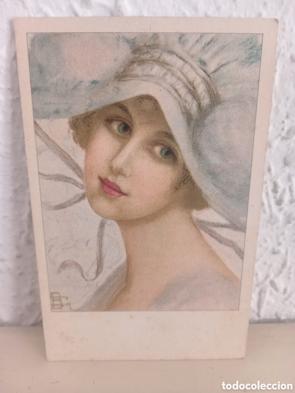 Postkarten: Antigua postal ilustrada de joven mujer
