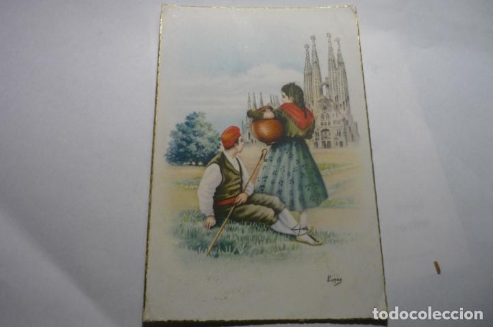 Postkarten: postal dibujo lopez catalanes sagrada familia