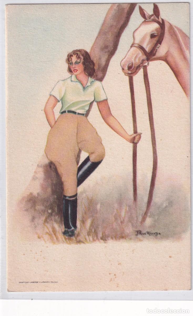 Postais: Postal ilustrada por Pilar Aranda Reina 53/ 2 Sin circular. Mujer con caballo.