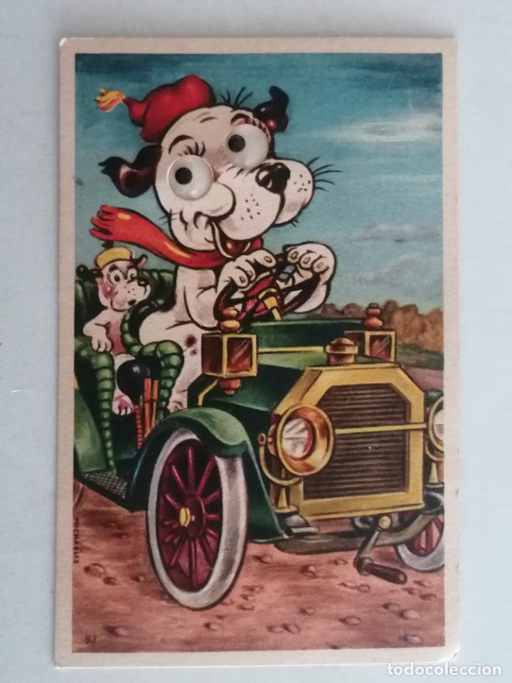 Postais: POSTAL CARICATURA DE PERRO CONDUCIENDO, MUEVE LOS OJOS