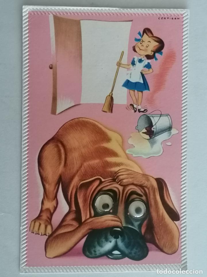 Postais: POSTAL CARICATURA DE PERRO CON MIEDO, MUEVE LOS OJOS, CREACIONES CIMER, N&ordm; 106