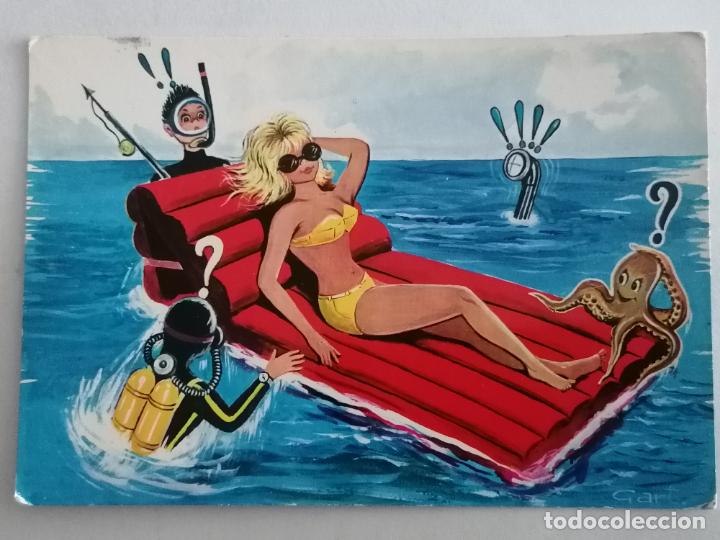 Postais: POSTAL DIBUJO VACACIONES EN EL MAR, ESCRITA 1969