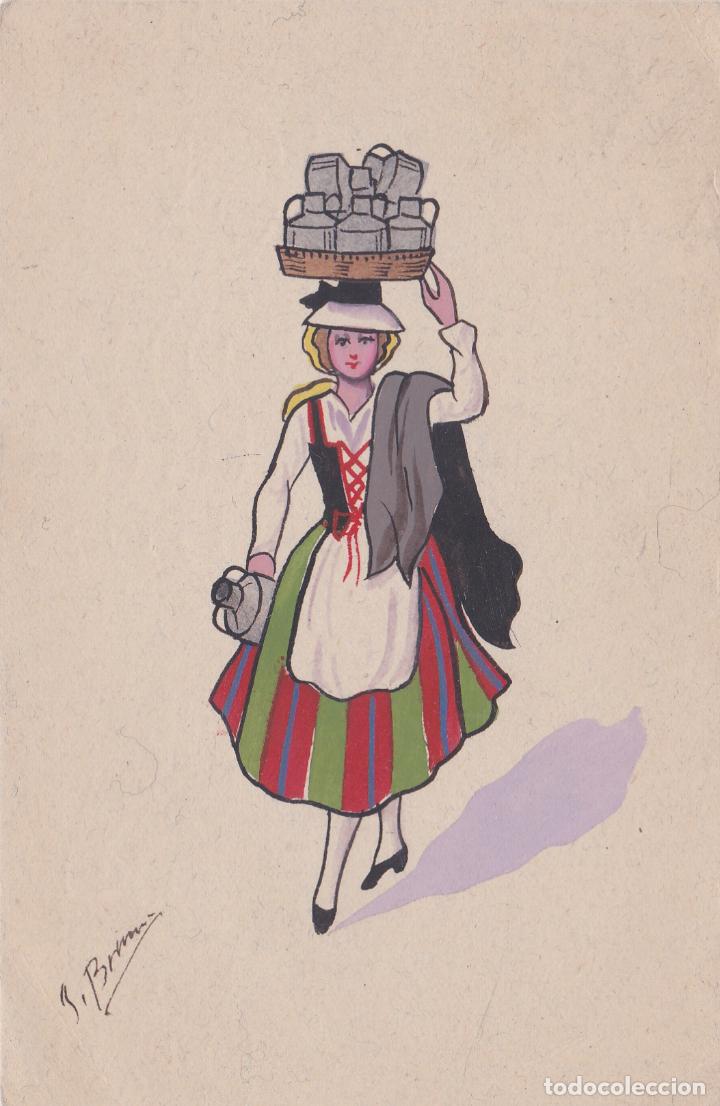 Postais: TARJETA CON DIBUJO DE &rdquo;LA LECHERA&rdquo; FIRMADA BORMA