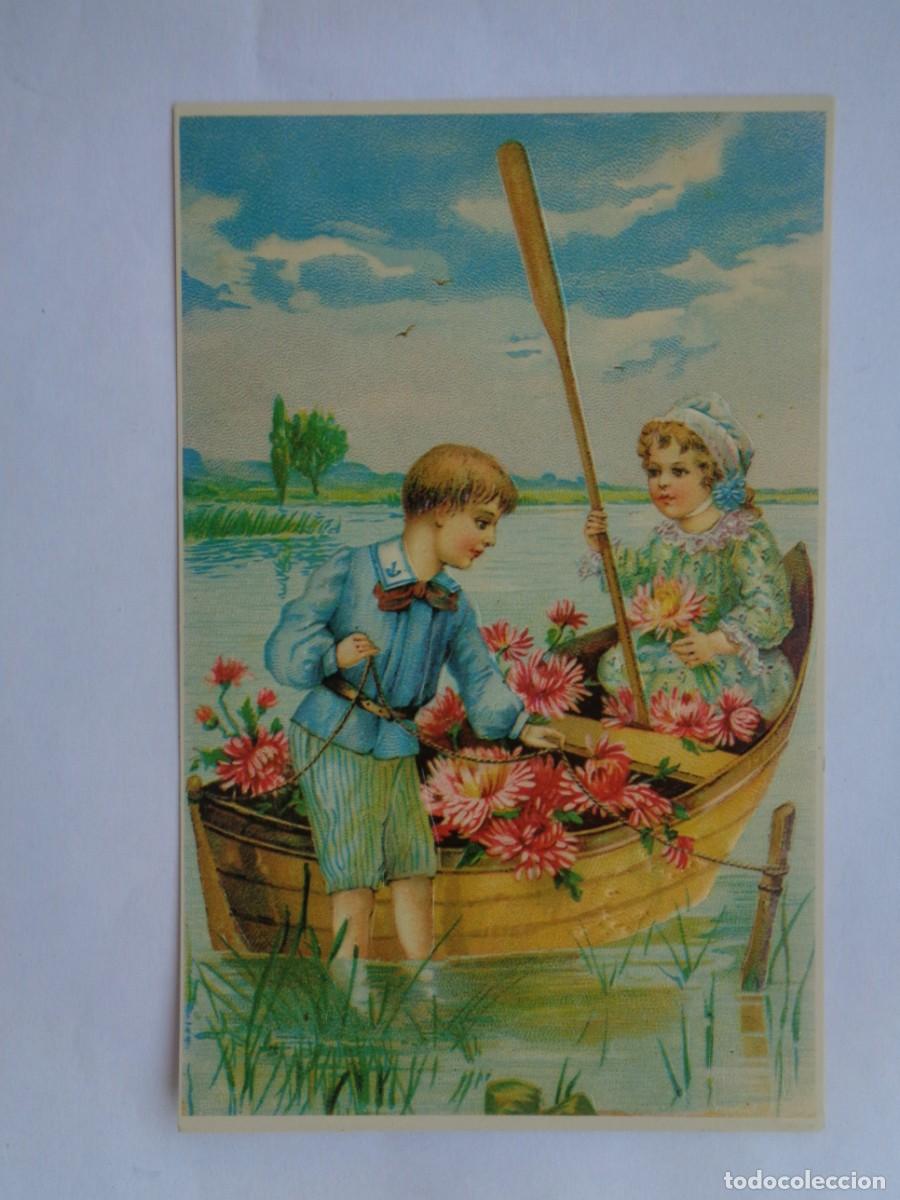 Postkarten: PRECIOSA POSTAL CON BONITO DIBUJO DE NI&Ntilde;OS EN UNA BARCA, EN RELIEVE . DE BALMES VIVES