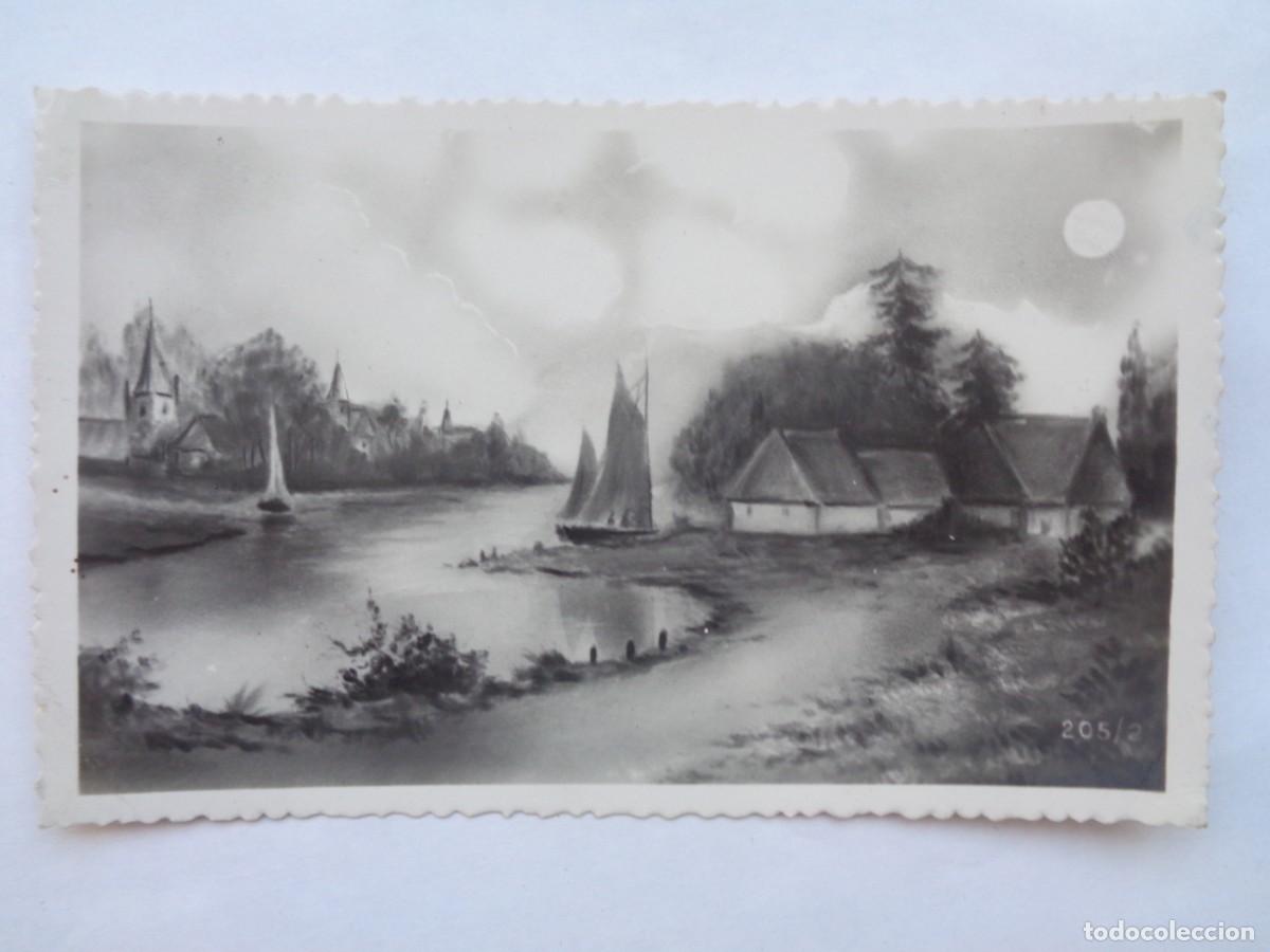 Postkarten: PRECIOSA POSTAL CON BONITO DIBUJO DE PAISAJE CON BARCAS, ETC . A&Ntilde;OS 40