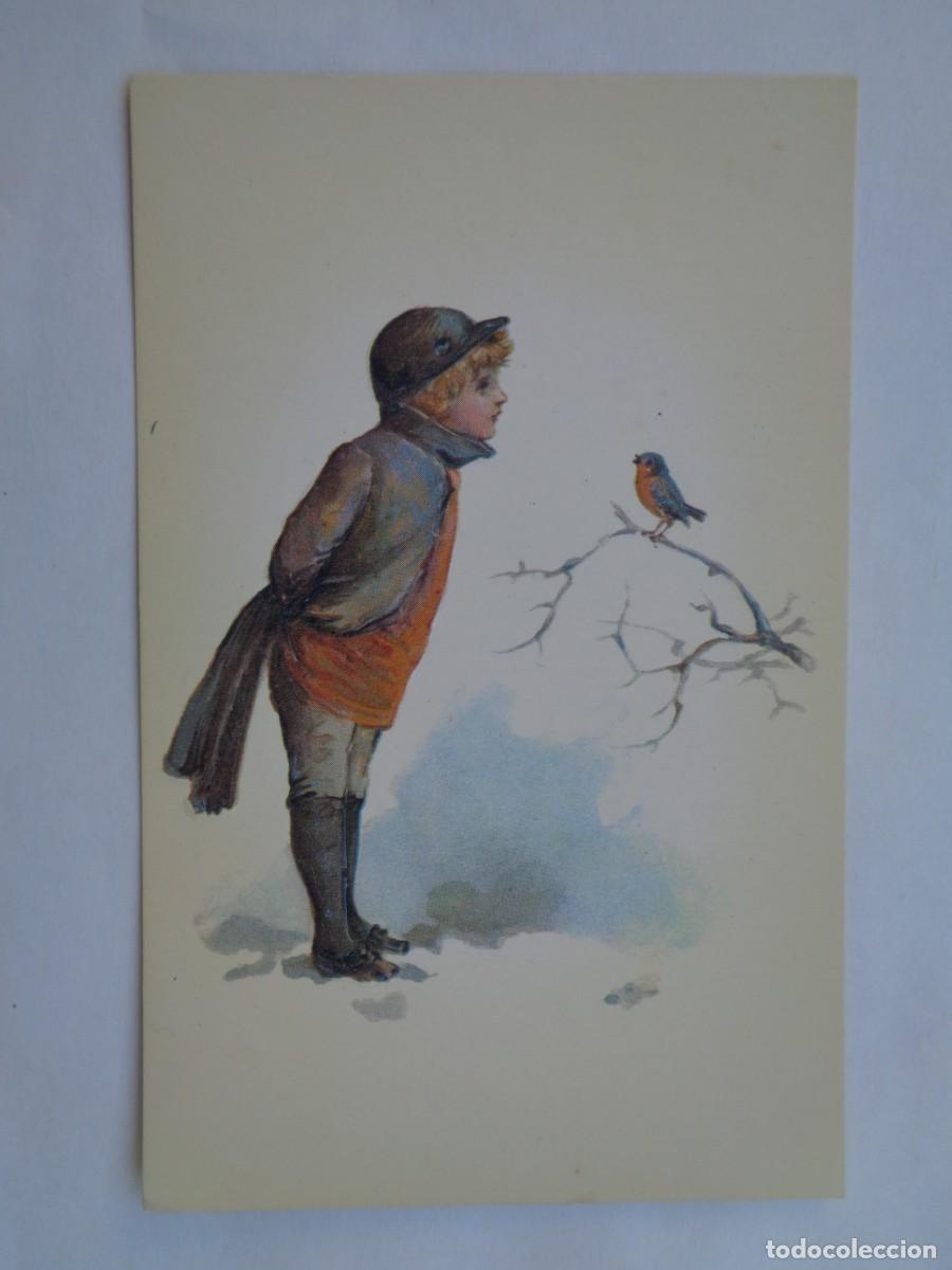 Postcards: PRECIOSA POSTAL CON BONITO DIBUJO DE NI&Ntilde;O Y PAJARITO , EN RELIEVE . DE BALMES VIVES