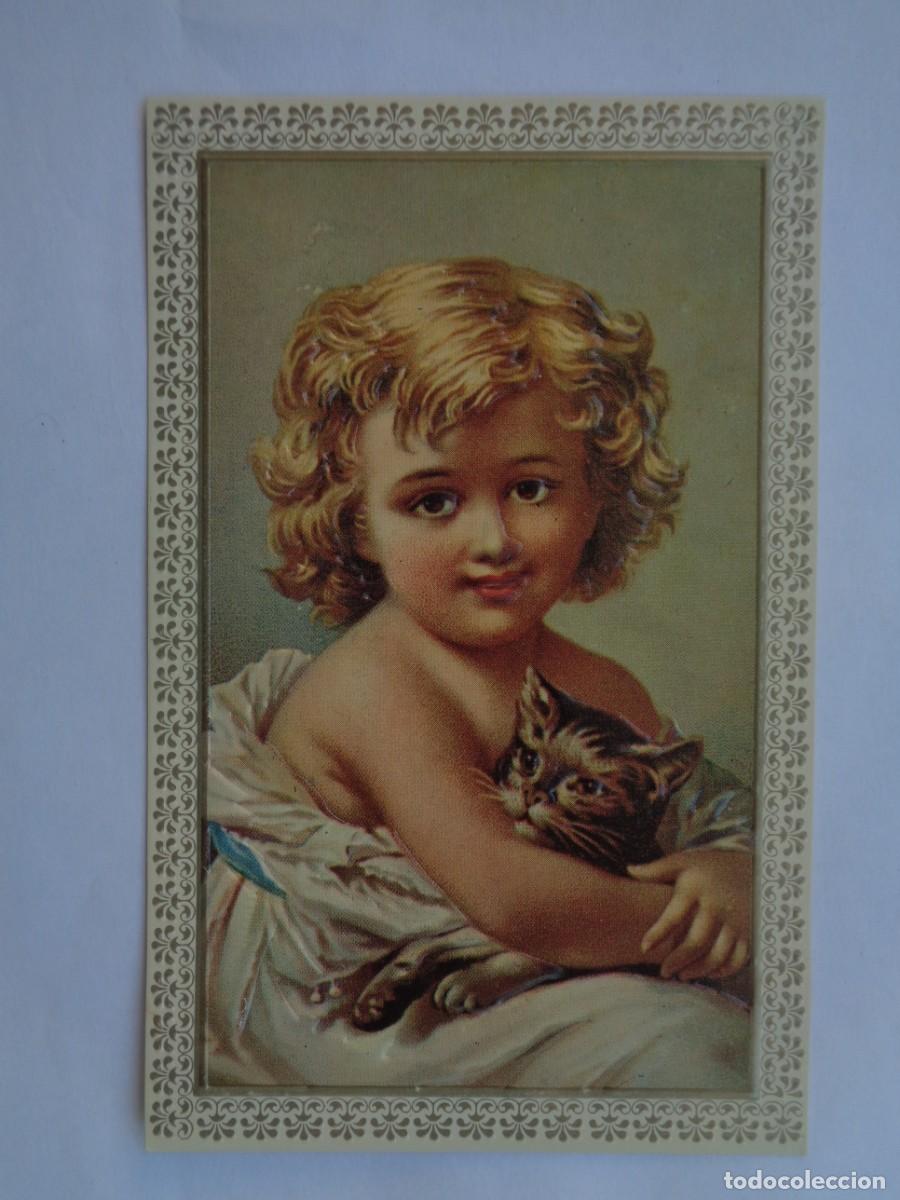 Postcards: PRECIOSA POSTAL CON BONITO DIBUJO DE NI&Ntilde;A CON GATO, EN RELIEVE . DE BALMES VIVES