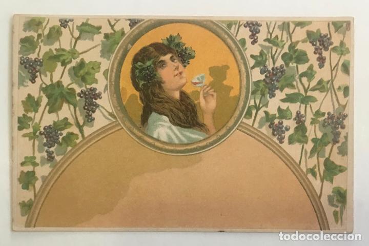 Cartes Postales: POSTAL MODERNISTA MUJER COPA VINO UVAS