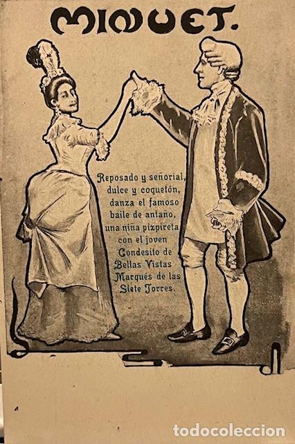 Cartoline: POSTAL DE CARICATURAS BAILANDO MINUET. DE SIERRA DE LUNA 1912