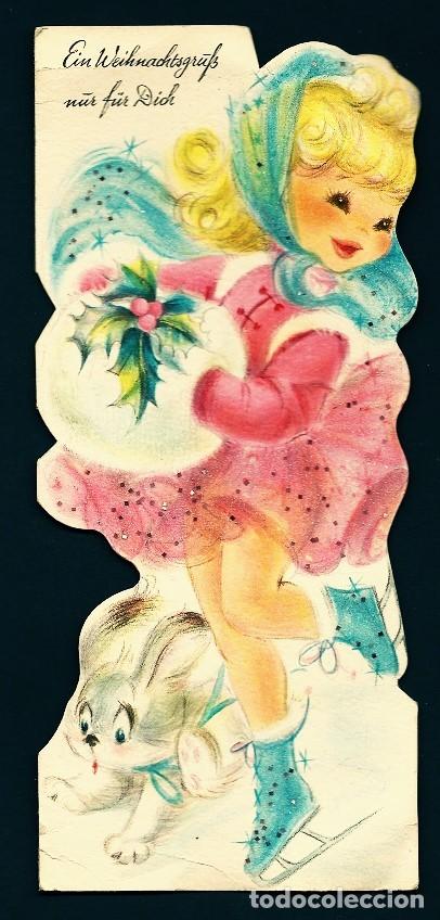 Cartoline: 6037R- EDICIONES HALLMARK 60X302.9G -DIPTICA,TROQUELADA, PURPURINAS-20,5X9CM- DIBUJO INTERIOR