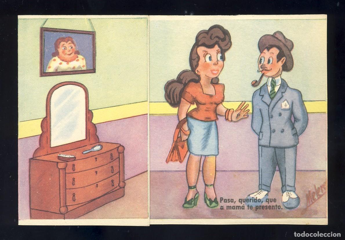 Postkarten: Postal ilustrada desplegable: Pasa querido que a mam&aacute;... Estamperia RAM Serie 53