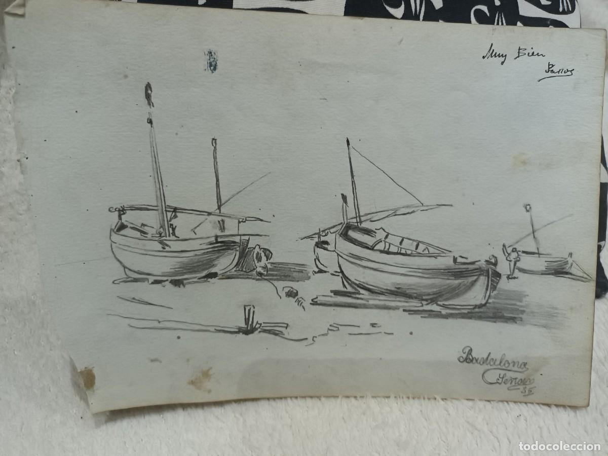 Postkarten: Dibujo a l&aacute;piz de la playa de Badalona