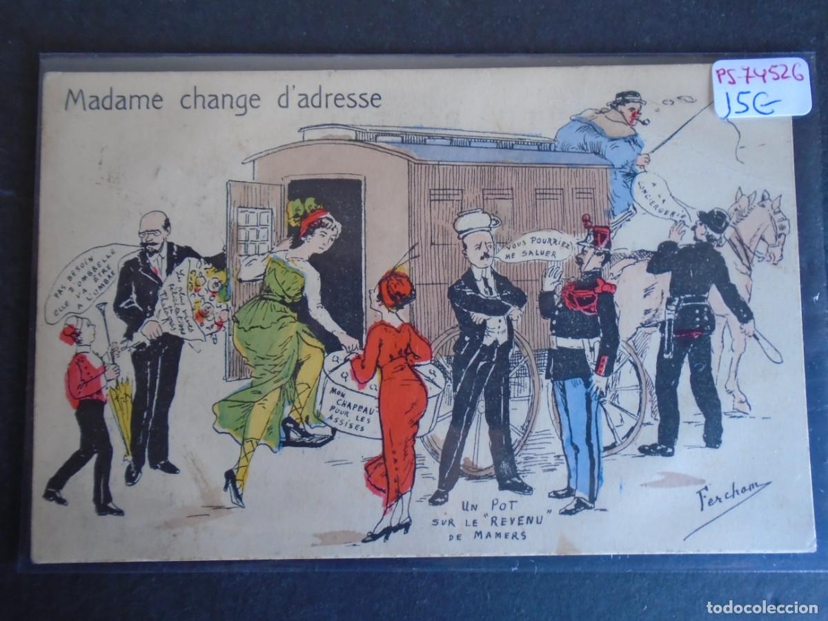 Cartoline: (PS-74526)POSTAL ILUSTRADA FRANCIA-MADAME CHANGE D&acute;ADRESSE