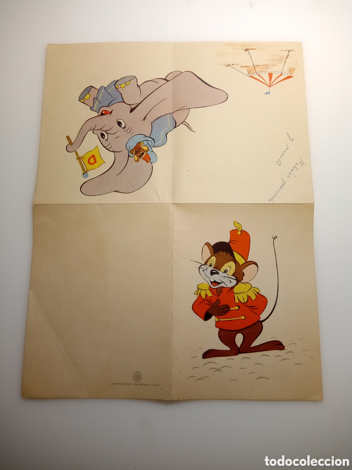 Cartoline: Carta - Felicitacion DISNEY.1956 desplegable.