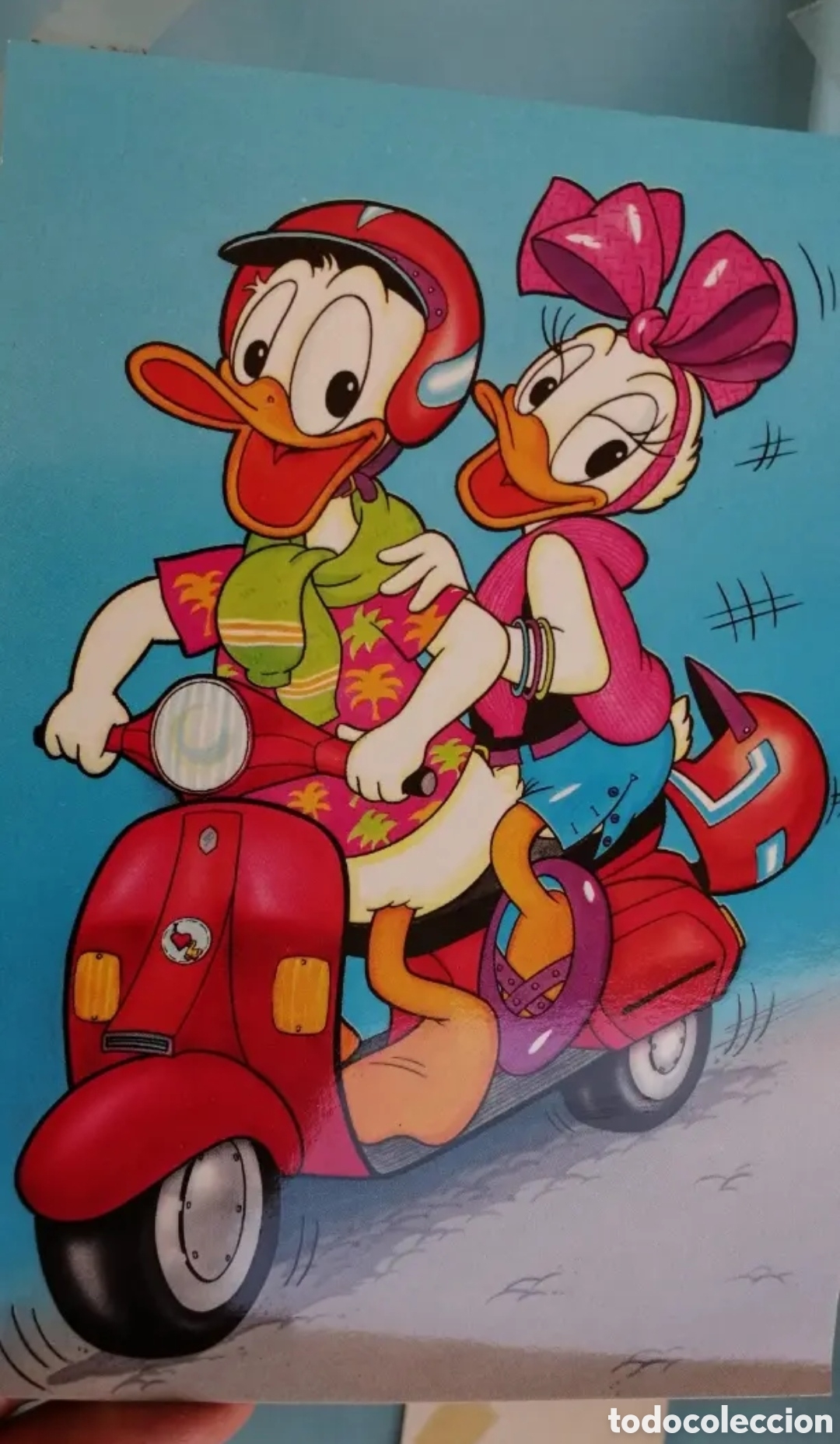 Postais: Donald & Daisy en motovespa. Postal Disney editada en Italia Paperina & Paperino