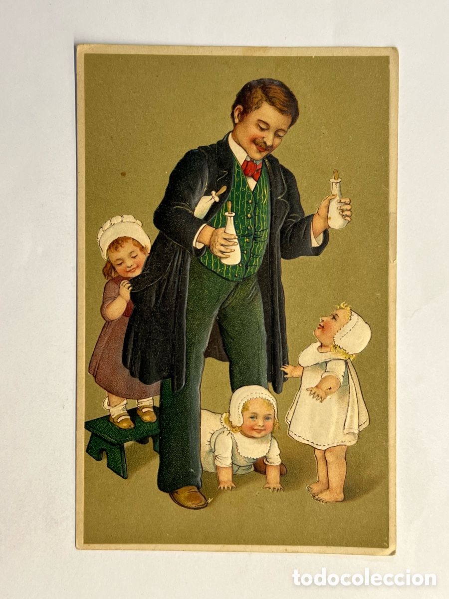 Postkarten: DIBUJOS Y CARICATURAS. Postal Alemana&hellip; los Beb&eacute;s tras su Biber&oacute;n&hellip; (a.1908) circulada
