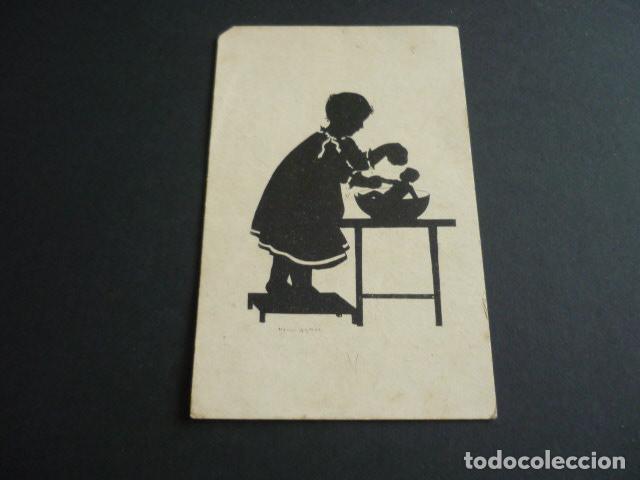 Cartes Postales: NI&Ntilde;A JUGANDO POSTAL ILUSTRADA SILUETA