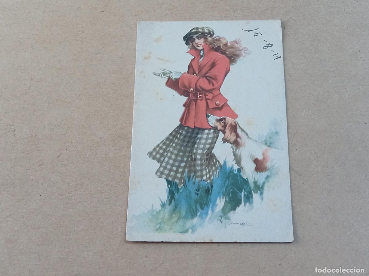Postales: POSTAL MUJER CON PERRO - Foto 1