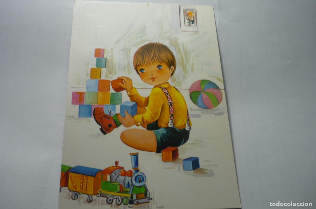 Cartes Postales: postal dibujo ni&ntilde;o jugando