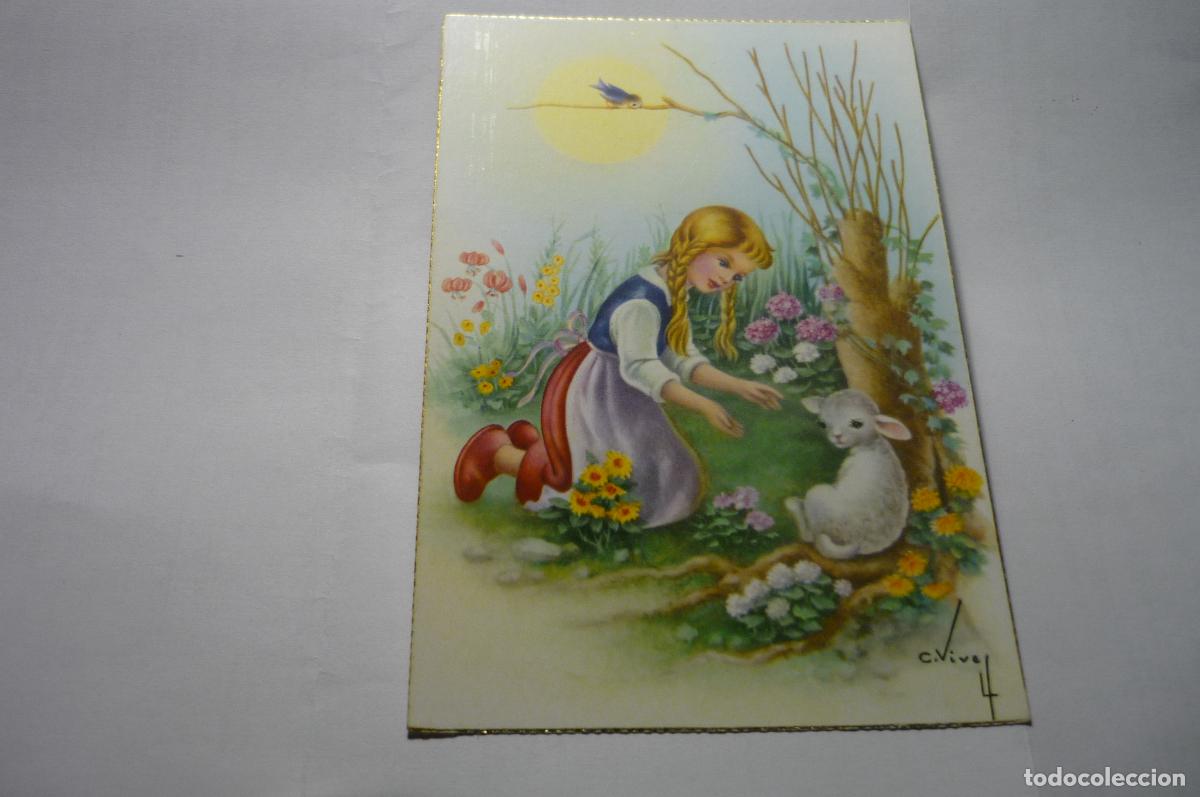 Cartes Postales: postal dibujo vive .-ni&ntilde;a cordero c y z 538-b