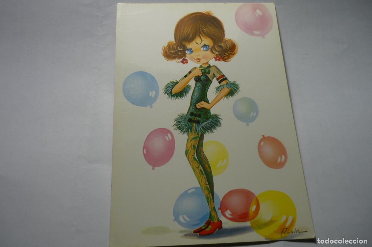 Cartes Postales: postal ni&ntilde;a con globos dibujo alain c y z 7029