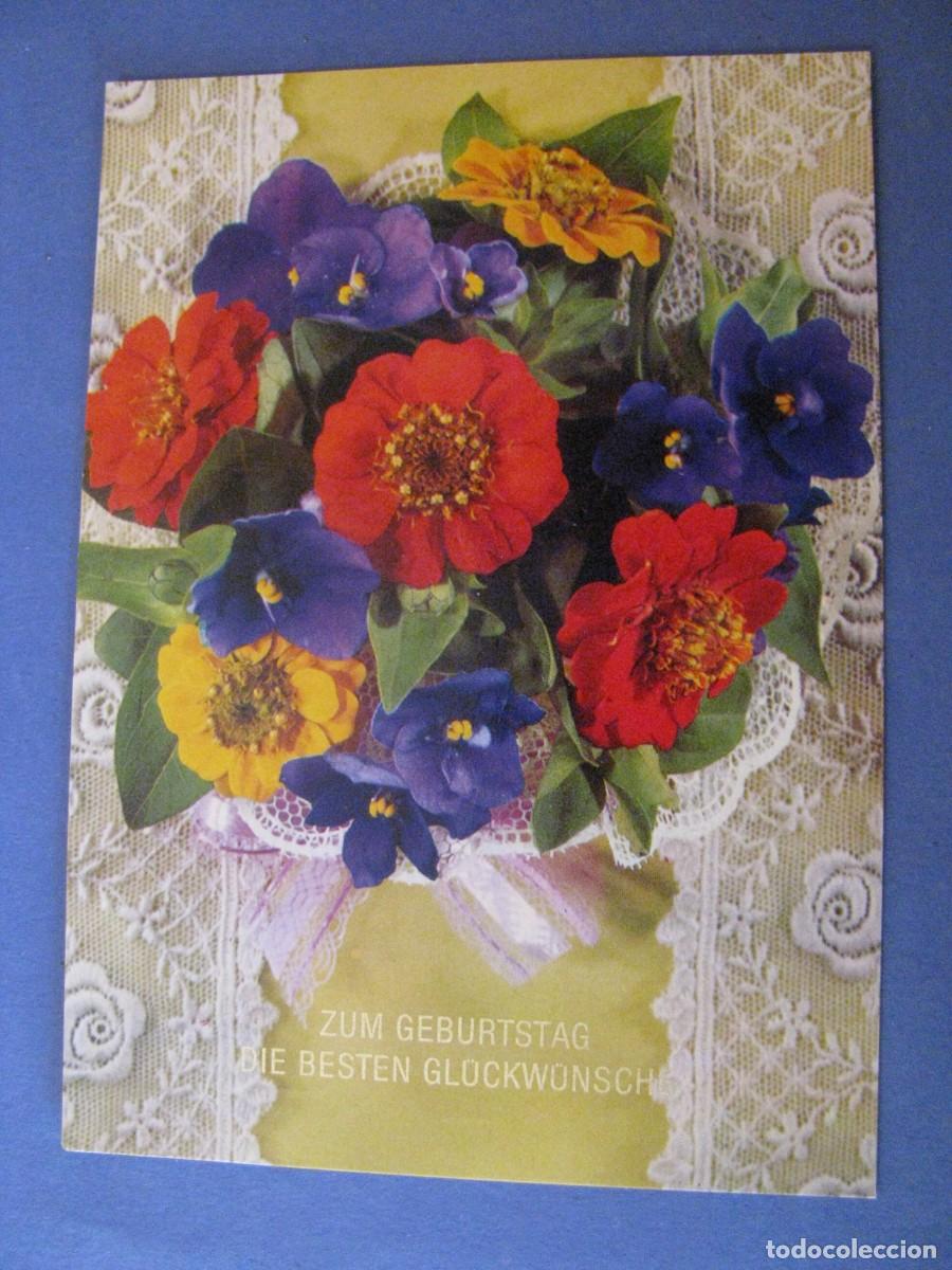 Postais: POSTAL. FELIZ CUMPLEA&Ntilde;OS. FLORES. ALEMANIA. ESCRITA 1973.